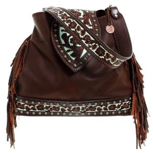 Double J Saddlery Bomber Fringe Huge Tote w/Floral Tooling & Copper Accents